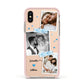 Wedding Snaps Collage with Blue Hearts and Name Apple iPhone Xs Impact Case Pink Edge on Gold Phone
