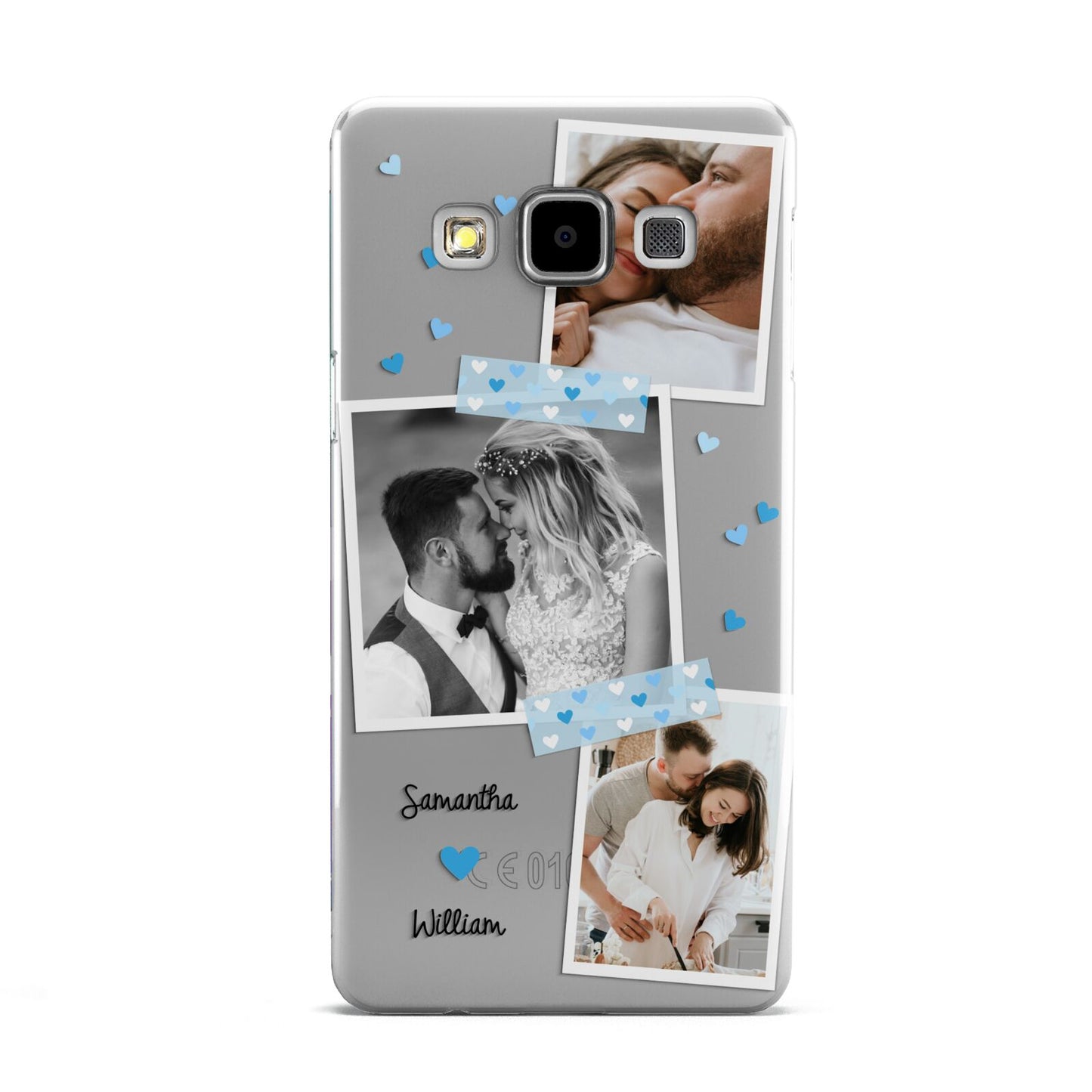 Wedding Snaps Collage with Blue Hearts and Name Samsung Galaxy A5 Case