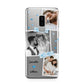 Wedding Snaps Collage with Blue Hearts and Name Samsung Galaxy S9 Plus Case on Silver phone