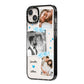 Wedding Snaps Collage with Blue Hearts and Name iPhone 14 Plus Black Impact Case Side Angle on Silver phone