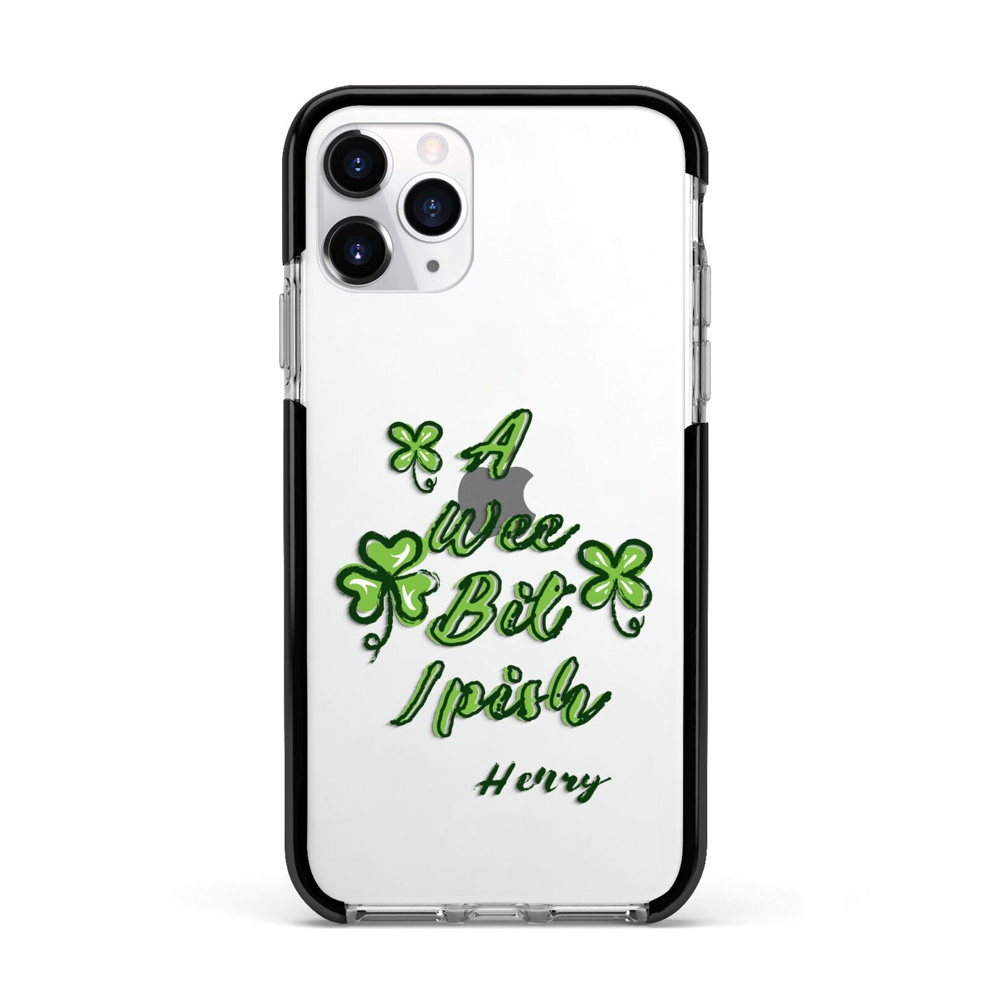 Wee Bit Irish Personalised Apple iPhone 11 Pro in Silver with Black Impact Case
