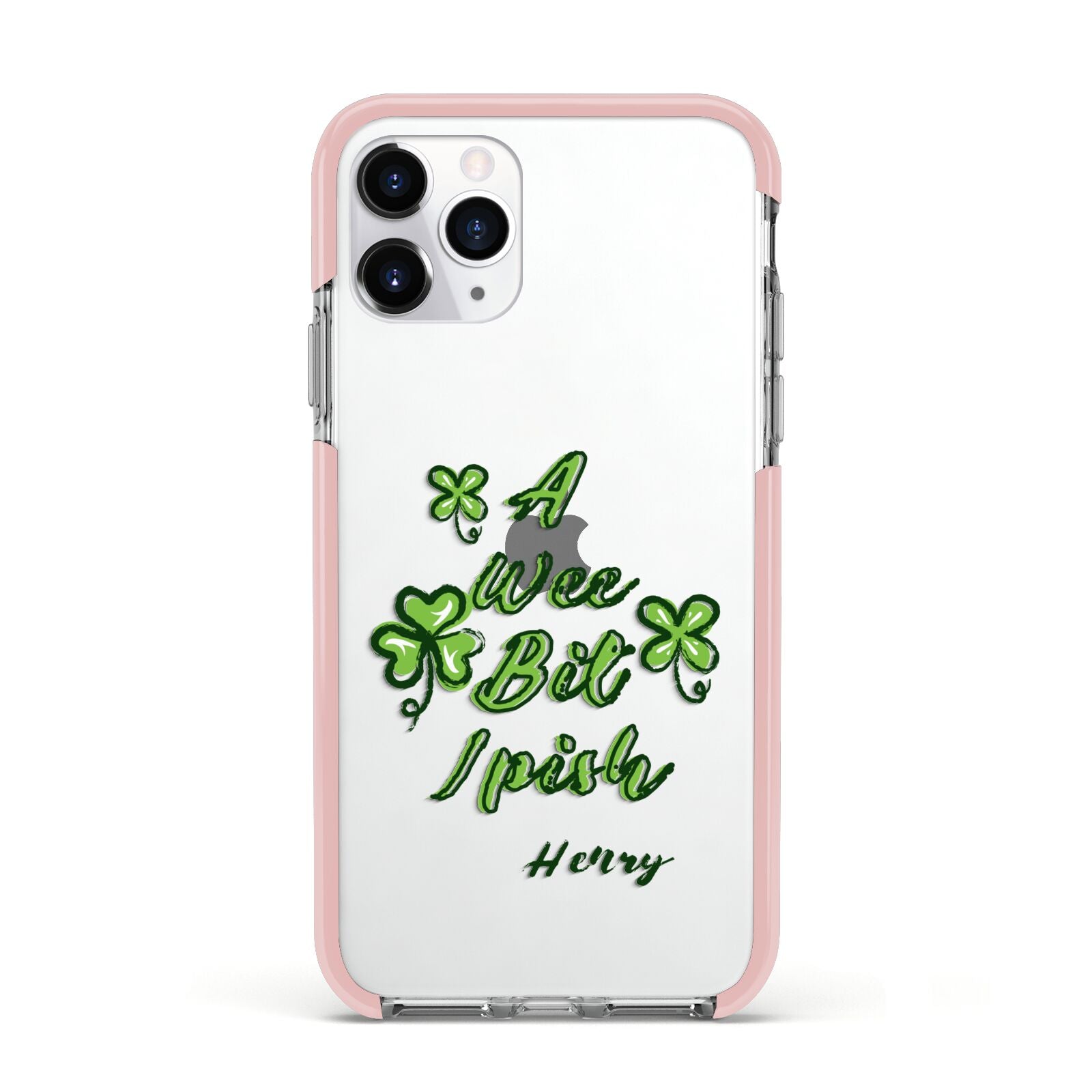 Wee Bit Irish Personalised Apple iPhone 11 Pro in Silver with Pink Impact Case
