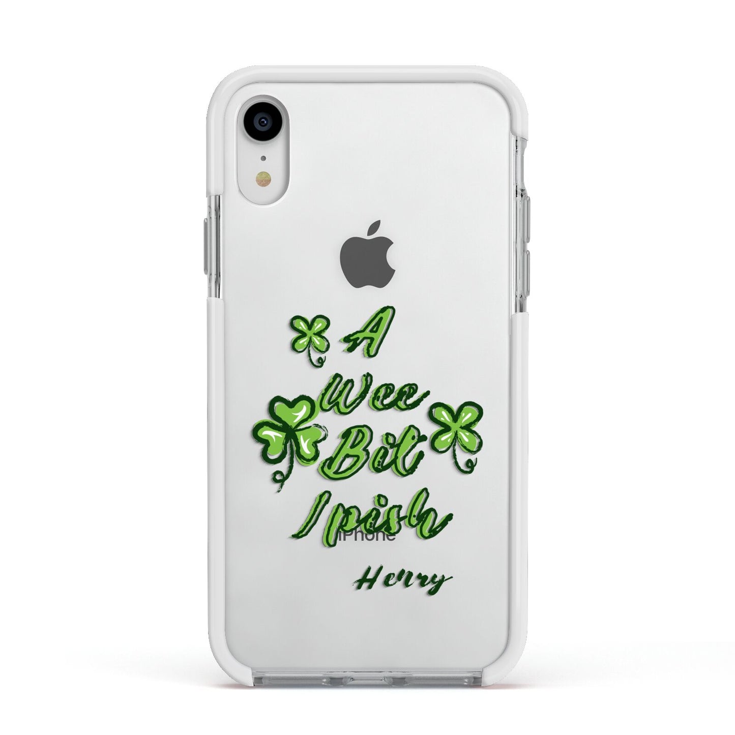 Wee Bit Irish Personalised Apple iPhone XR Impact Case White Edge on Silver Phone