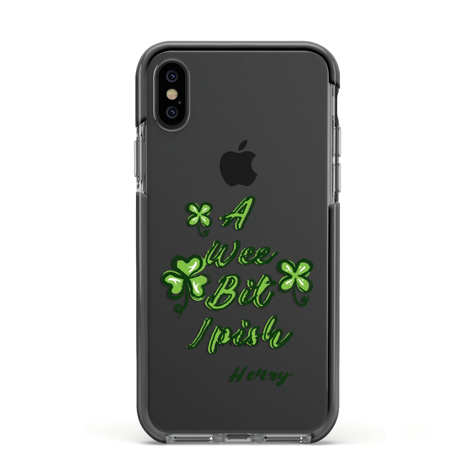 Wee Bit Irish Personalised Apple iPhone Xs Impact Case Black Edge on Black Phone
