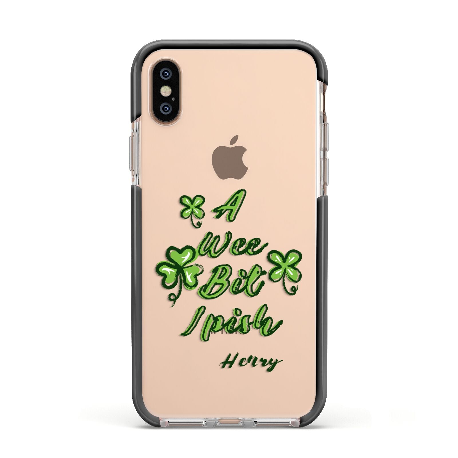 Wee Bit Irish Personalised Apple iPhone Xs Impact Case Black Edge on Gold Phone