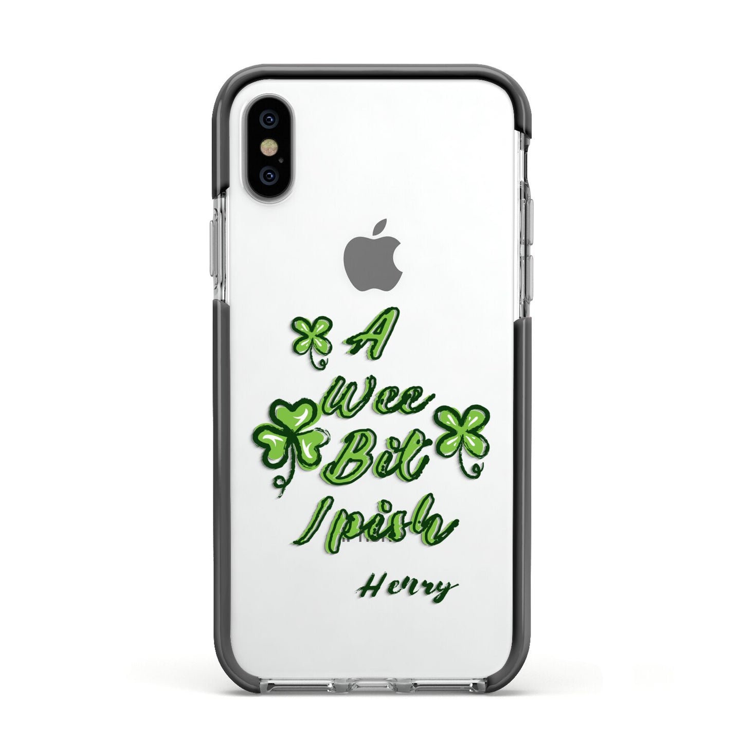 Wee Bit Irish Personalised Apple iPhone Xs Impact Case Black Edge on Silver Phone