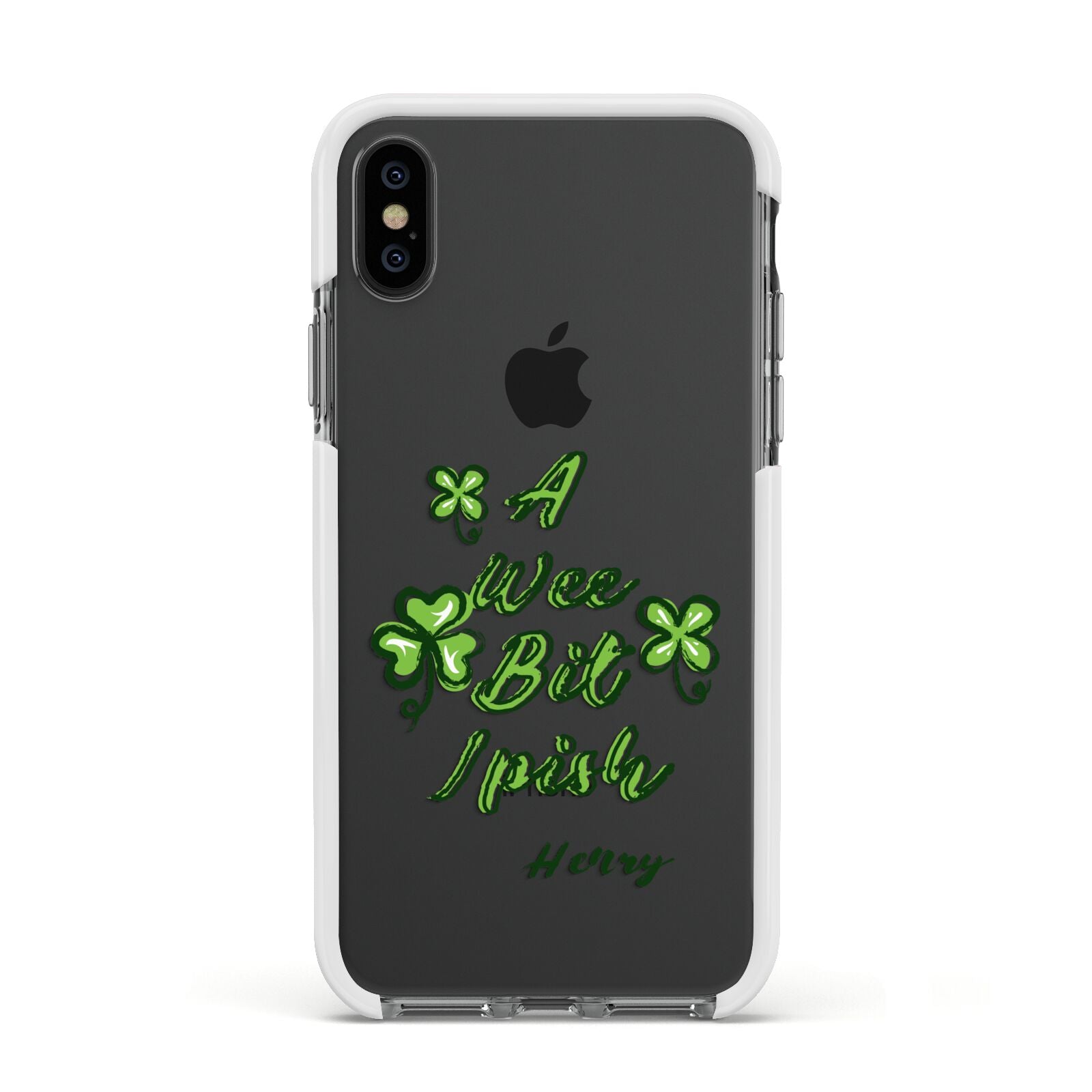 Wee Bit Irish Personalised Apple iPhone Xs Impact Case White Edge on Black Phone