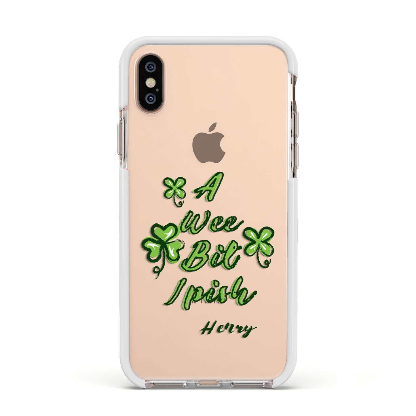 Wee Bit Irish Personalised Apple iPhone Xs Impact Case White Edge on Gold Phone