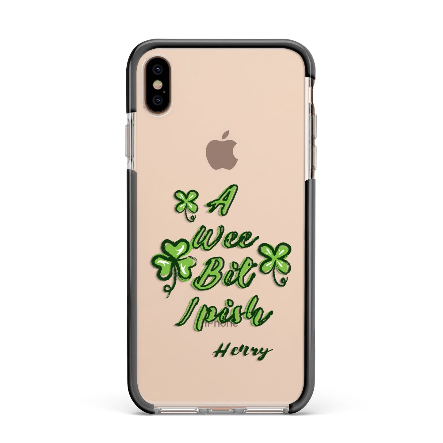 Wee Bit Irish Personalised Apple iPhone Xs Max Impact Case Black Edge on Gold Phone