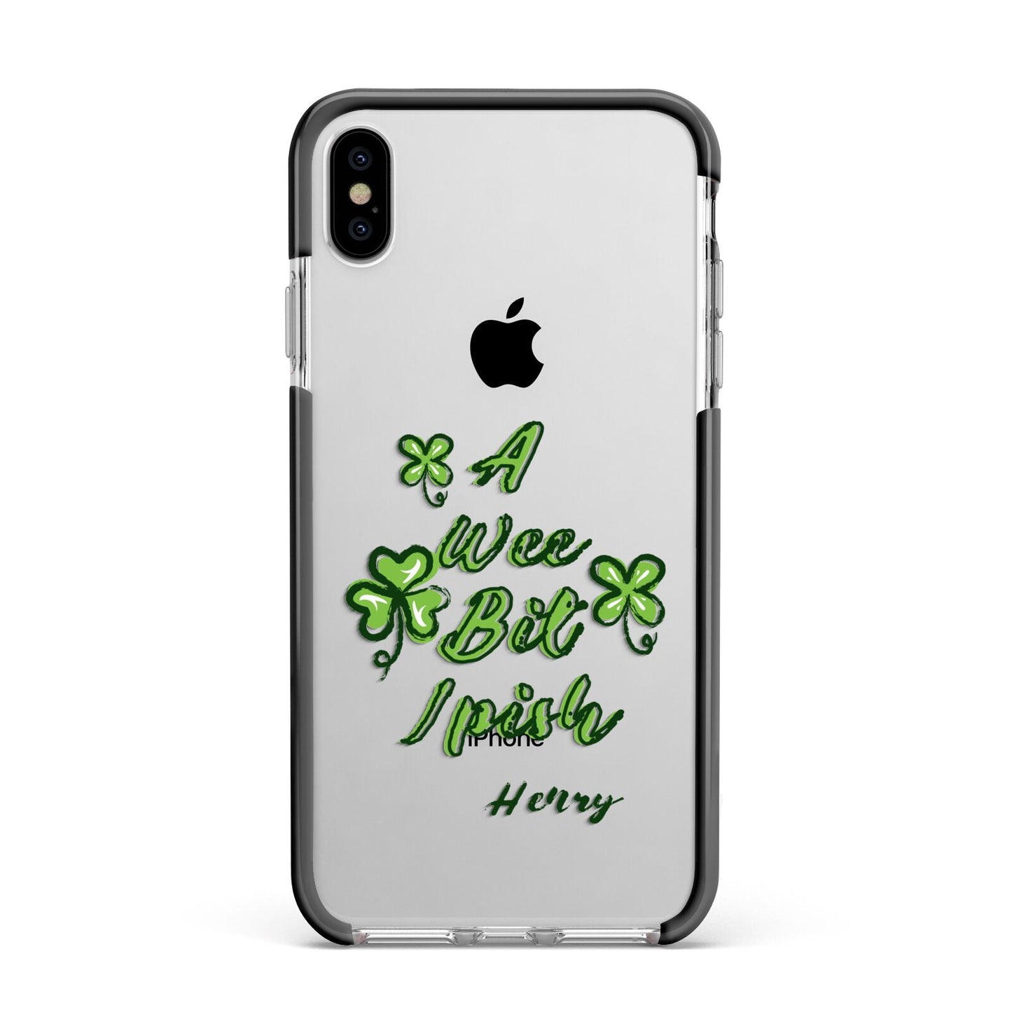 Wee Bit Irish Personalised Apple iPhone Xs Max Impact Case Black Edge on Silver Phone