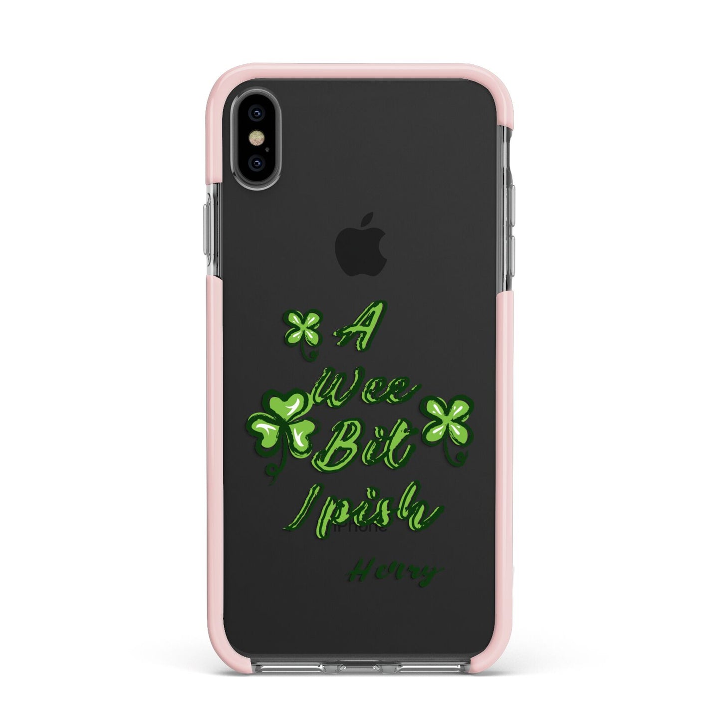 Wee Bit Irish Personalised Apple iPhone Xs Max Impact Case Pink Edge on Black Phone