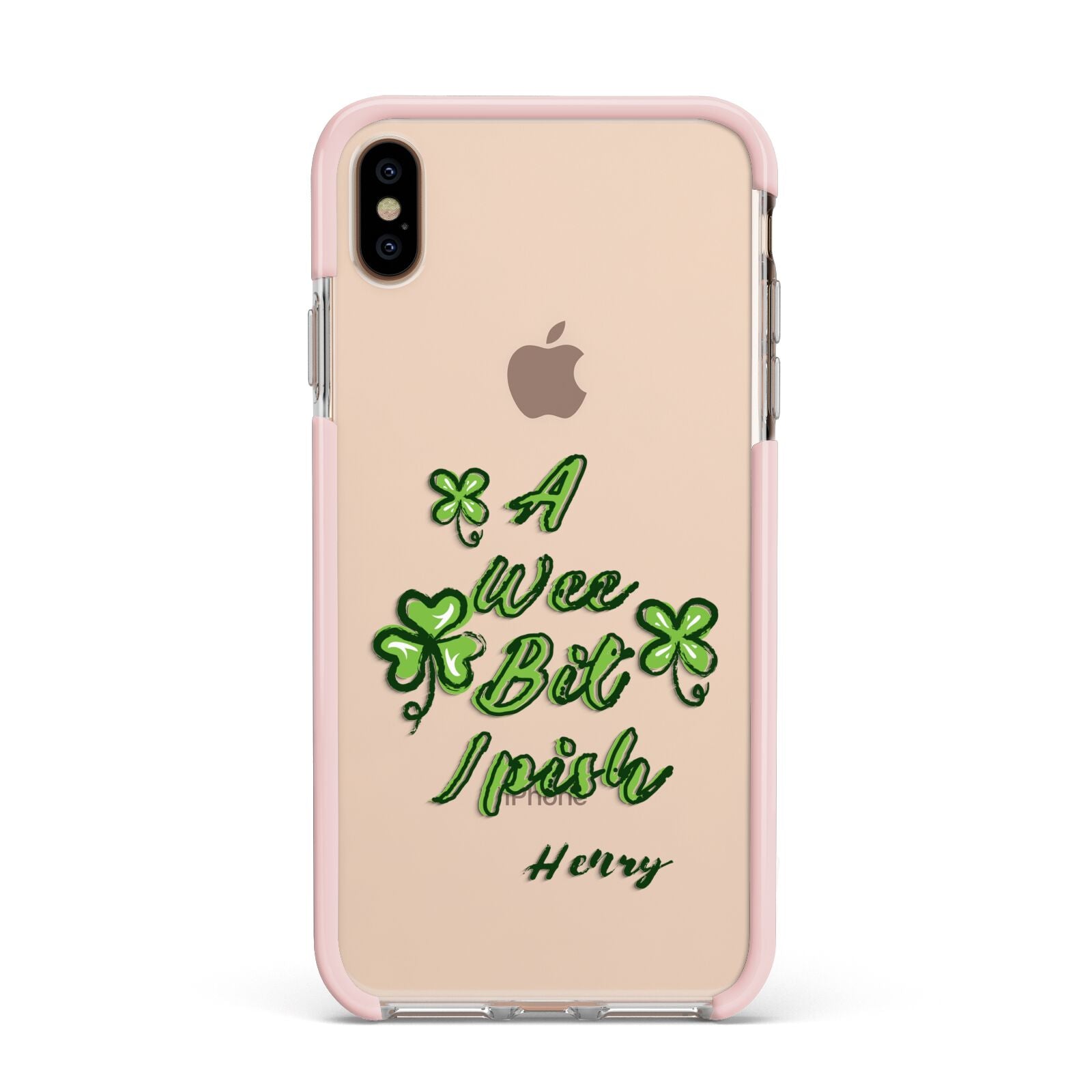 Wee Bit Irish Personalised Apple iPhone Xs Max Impact Case Pink Edge on Gold Phone