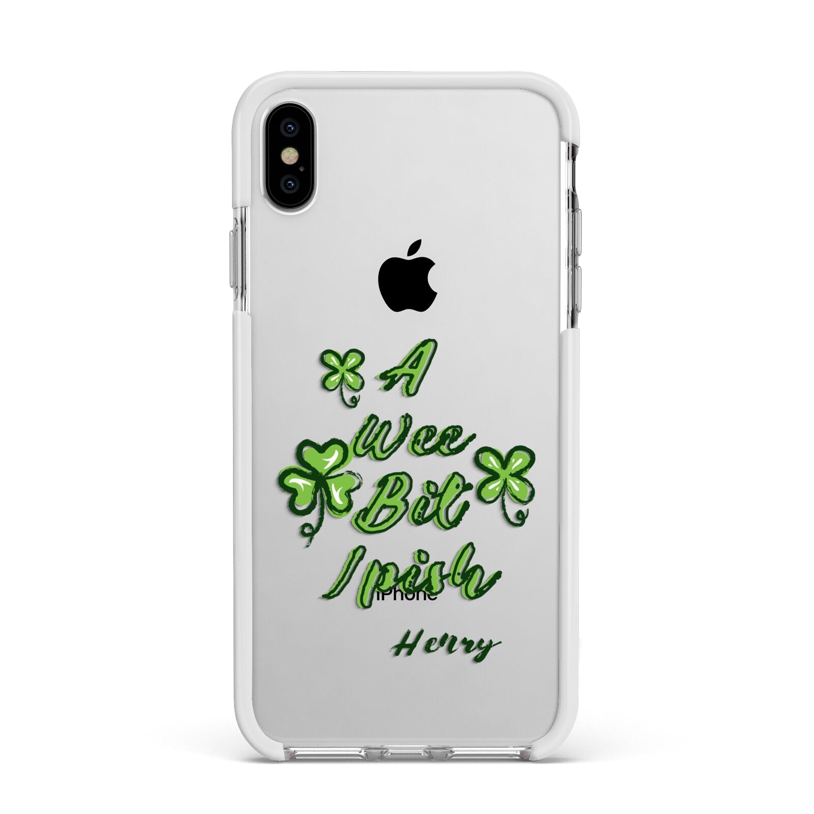 Wee Bit Irish Personalised Apple iPhone Xs Max Impact Case White Edge on Silver Phone