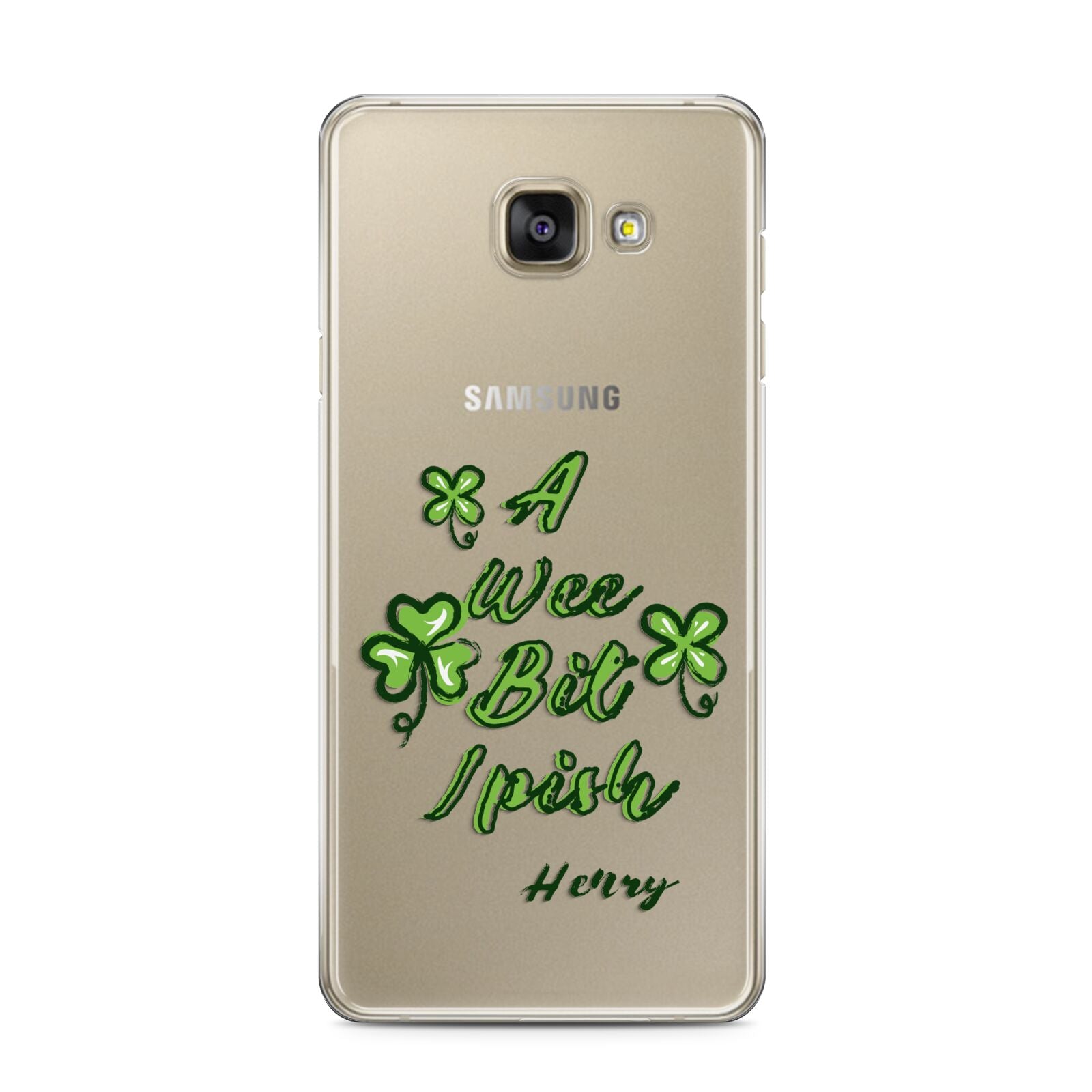 Wee Bit Irish Personalised Samsung Galaxy A3 2016 Case on gold phone