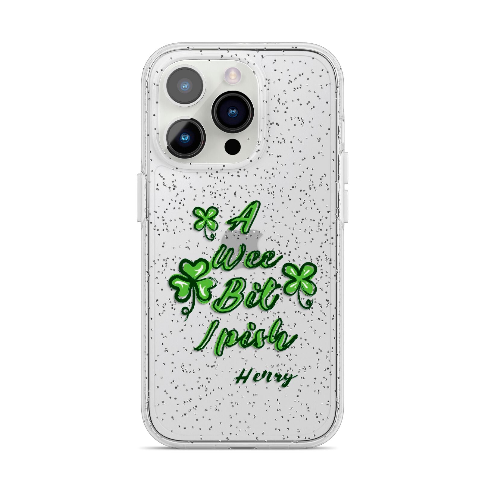 Wee Bit Irish Personalised iPhone 14 Pro Glitter Tough Case Silver
