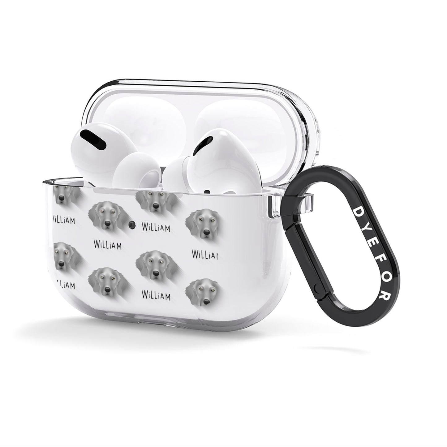 Weimaraner Icon with Name AirPods Clear Case 3rd Gen Side Image