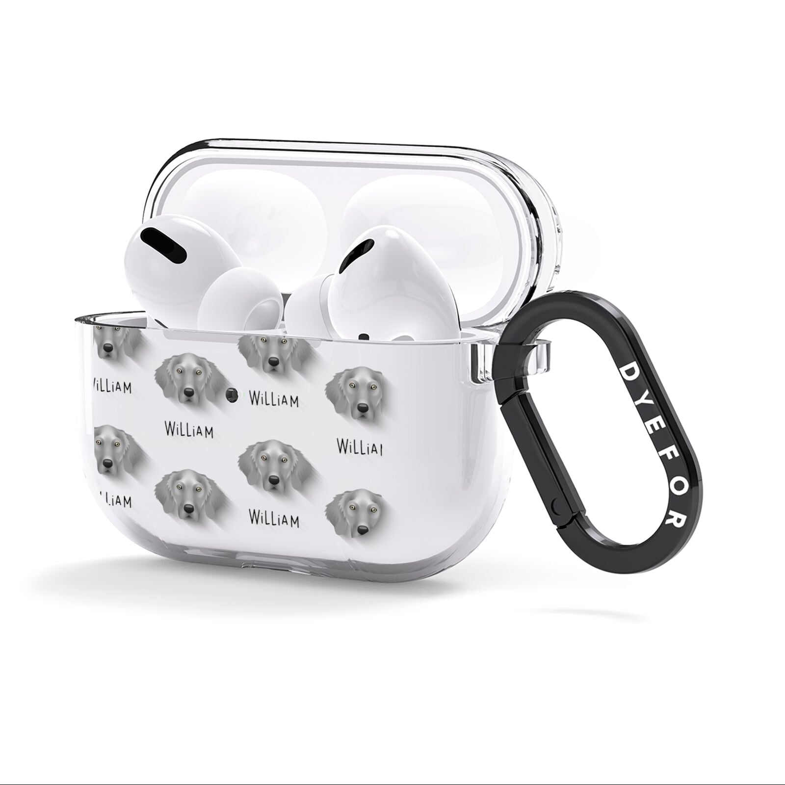 Weimaraner Icon with Name AirPods Clear Case 3rd Gen Side Image