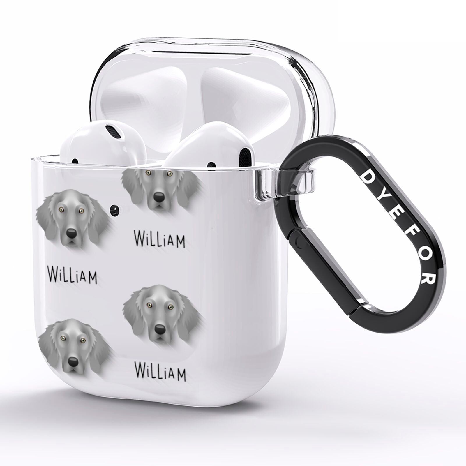 Weimaraner Icon with Name AirPods Clear Case Side Image