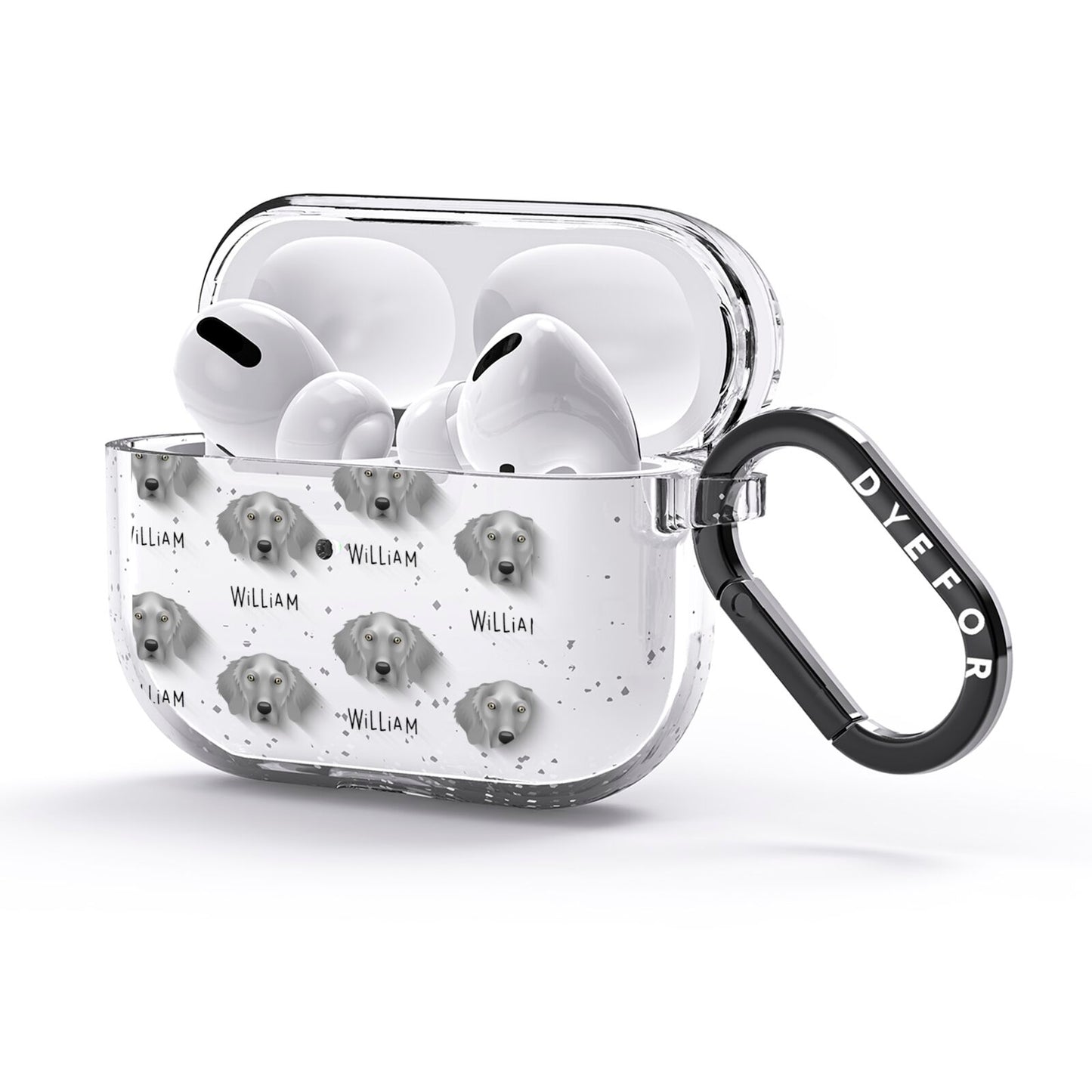 Weimaraner Icon with Name AirPods Glitter Case 3rd Gen Side Image