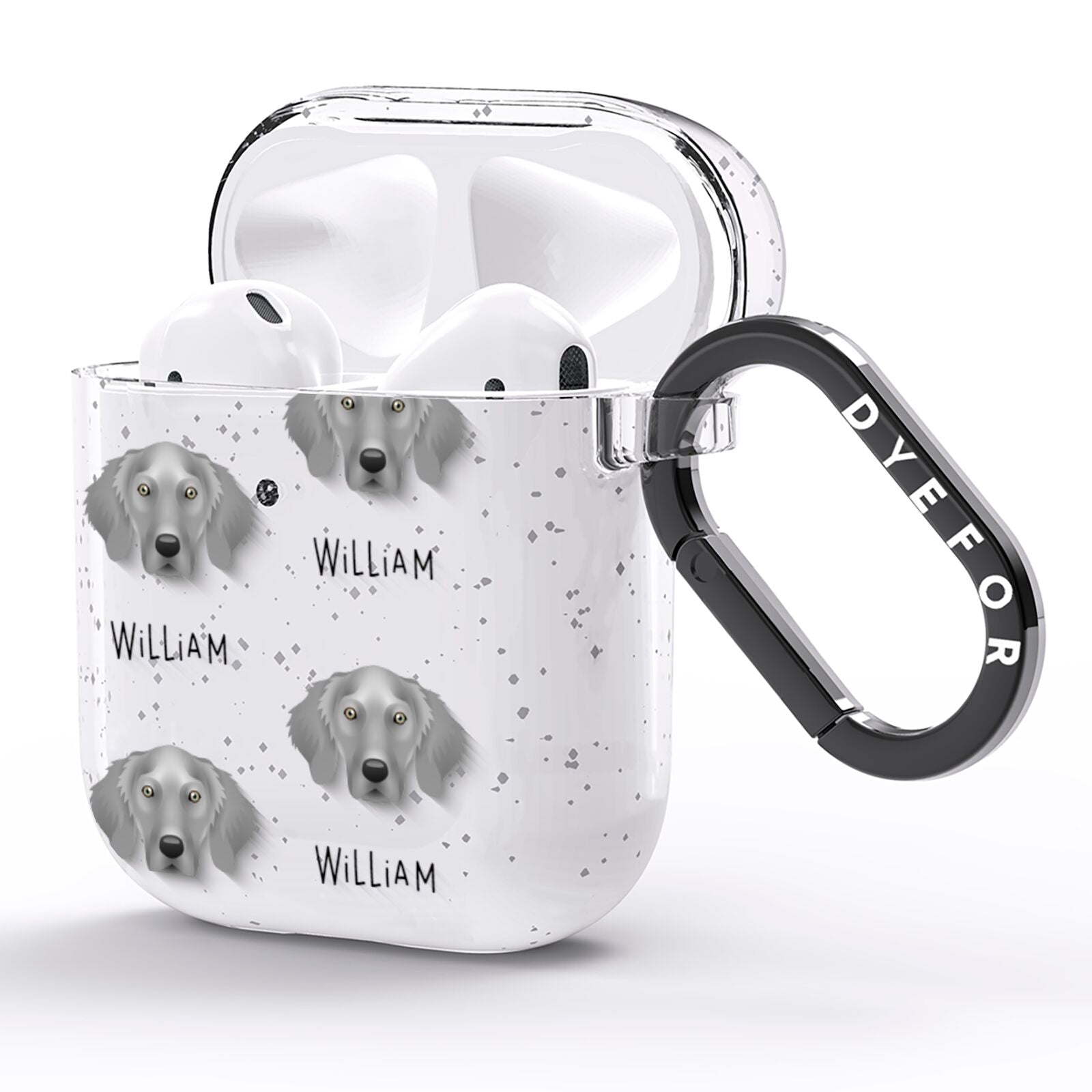 Weimaraner Icon with Name AirPods Glitter Case Side Image
