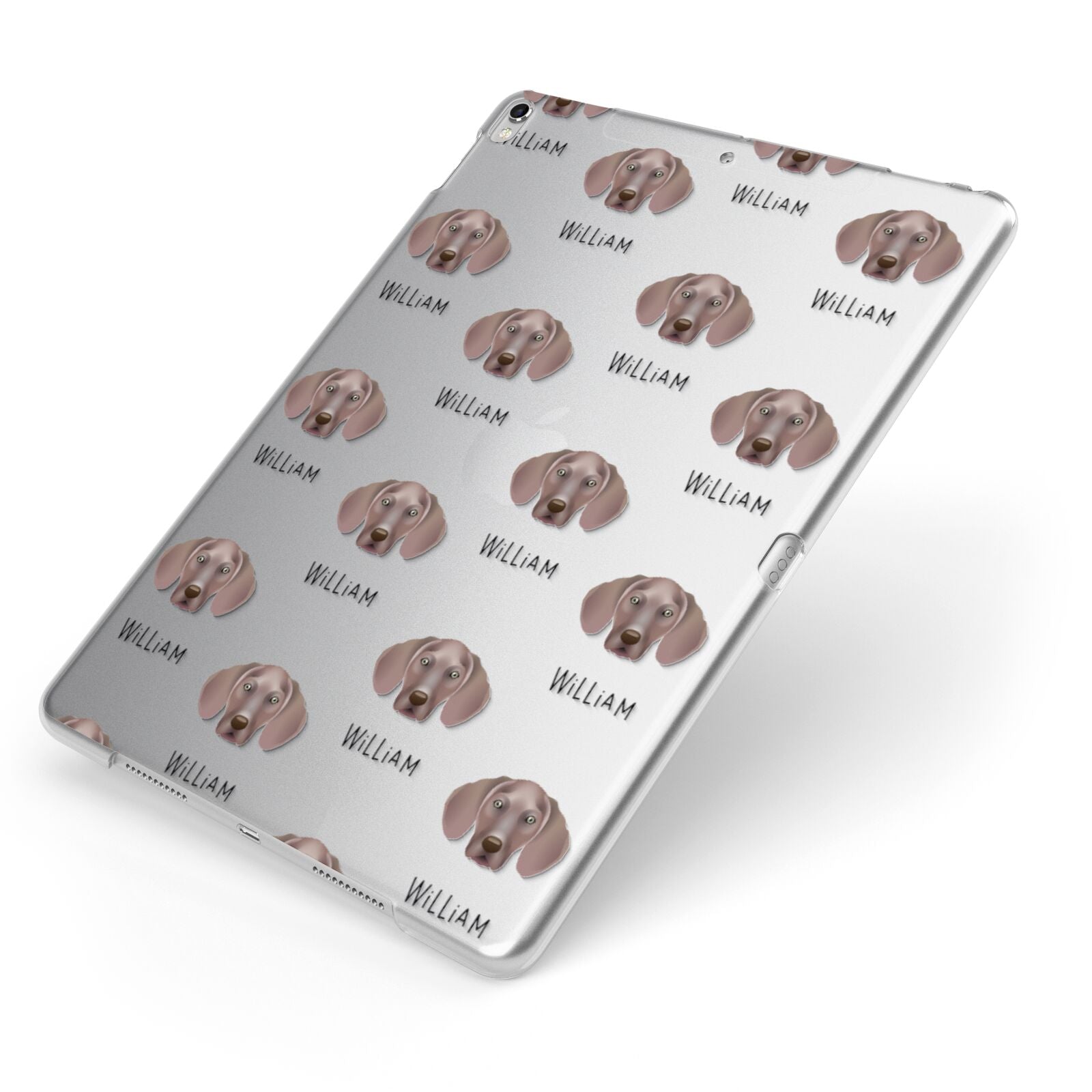 Weimaraner Icon with Name Apple iPad Case on Silver iPad Side View