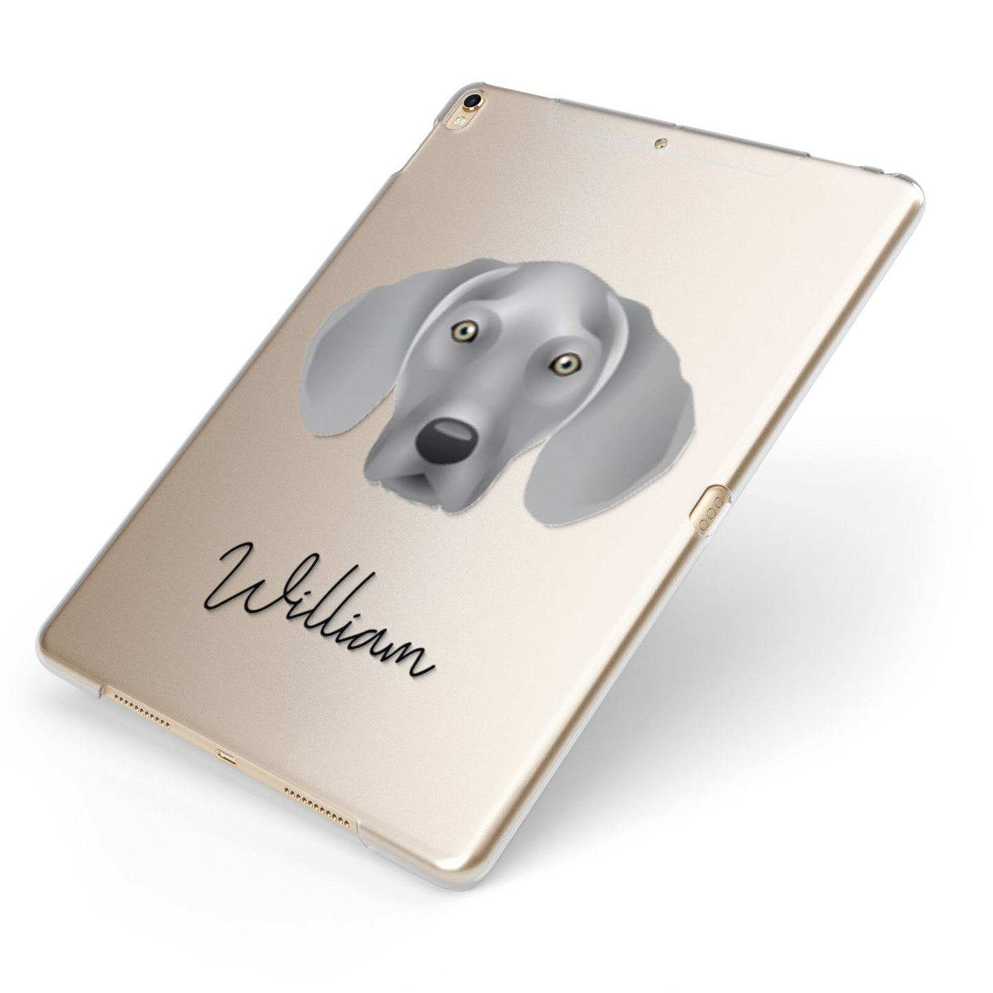 Weimaraner Personalised Apple iPad Case on Gold iPad Side View