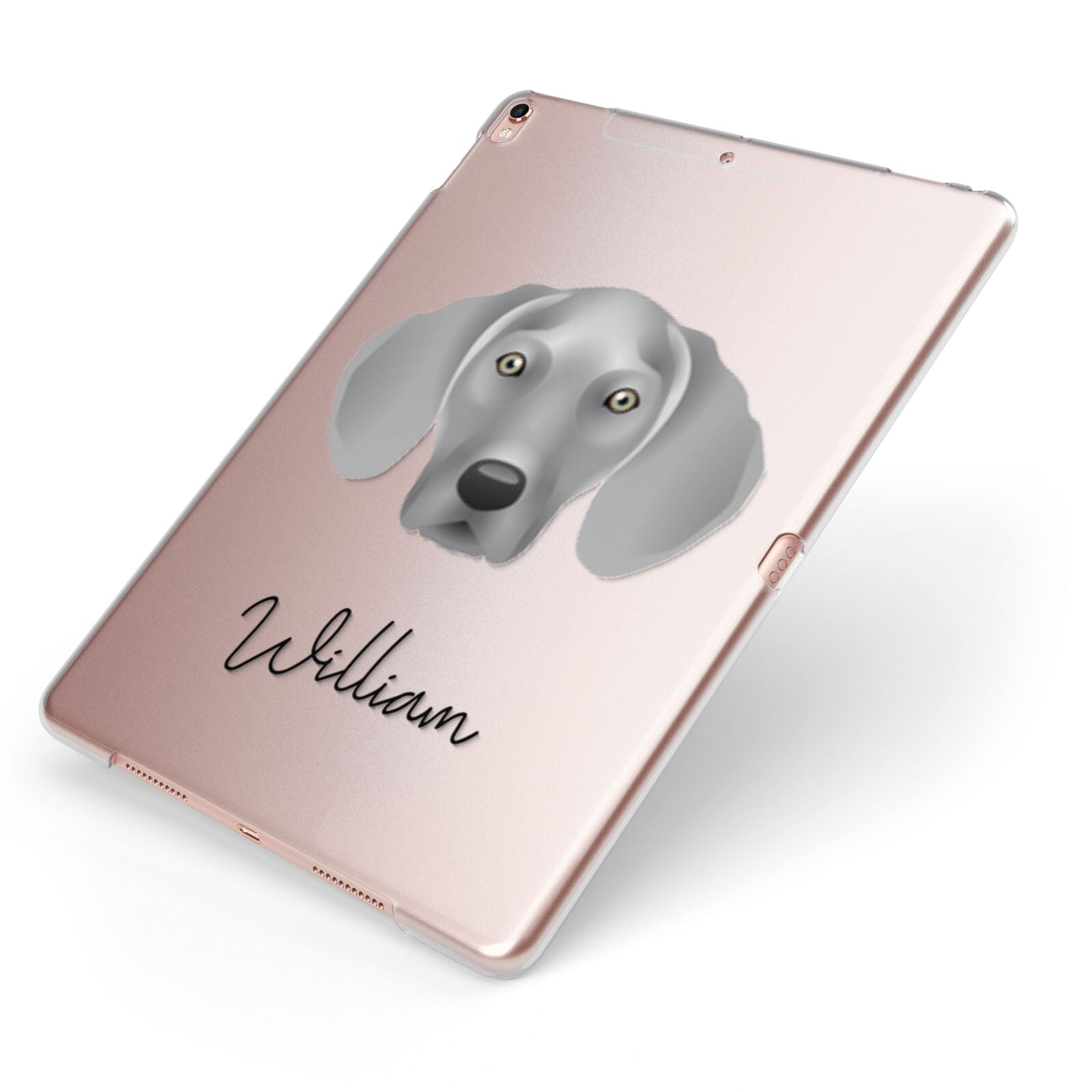 Weimaraner Personalised Apple iPad Case on Rose Gold iPad Side View