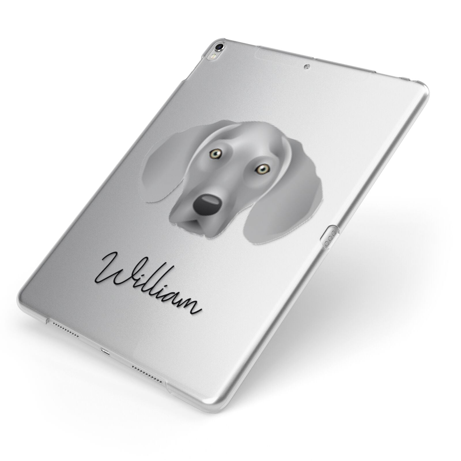 Weimaraner Personalised Apple iPad Case on Silver iPad Side View