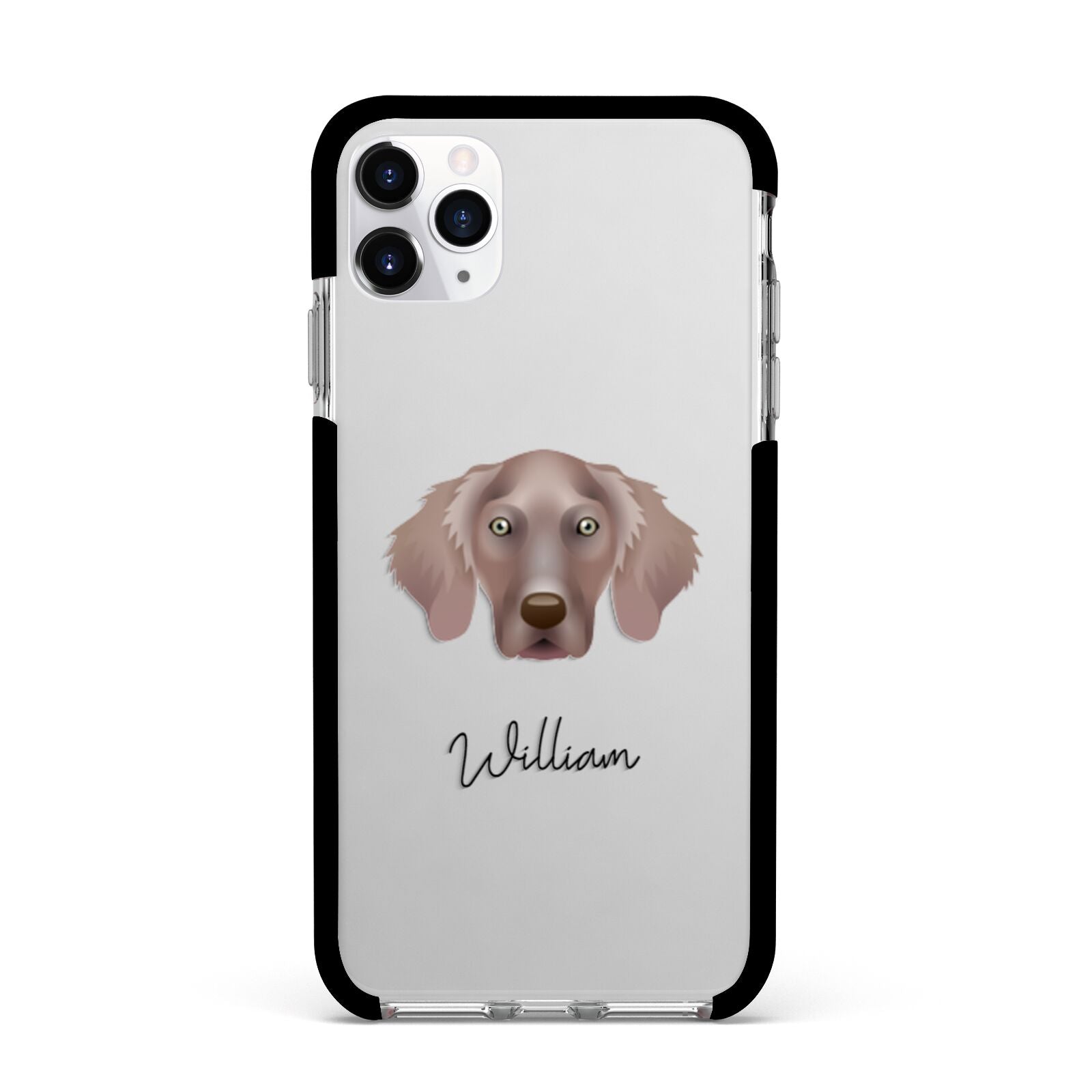 Weimaraner Personalised Apple iPhone 11 Pro Max in Silver with Black Impact Case