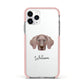 Weimaraner Personalised Apple iPhone 11 Pro in Silver with Pink Impact Case