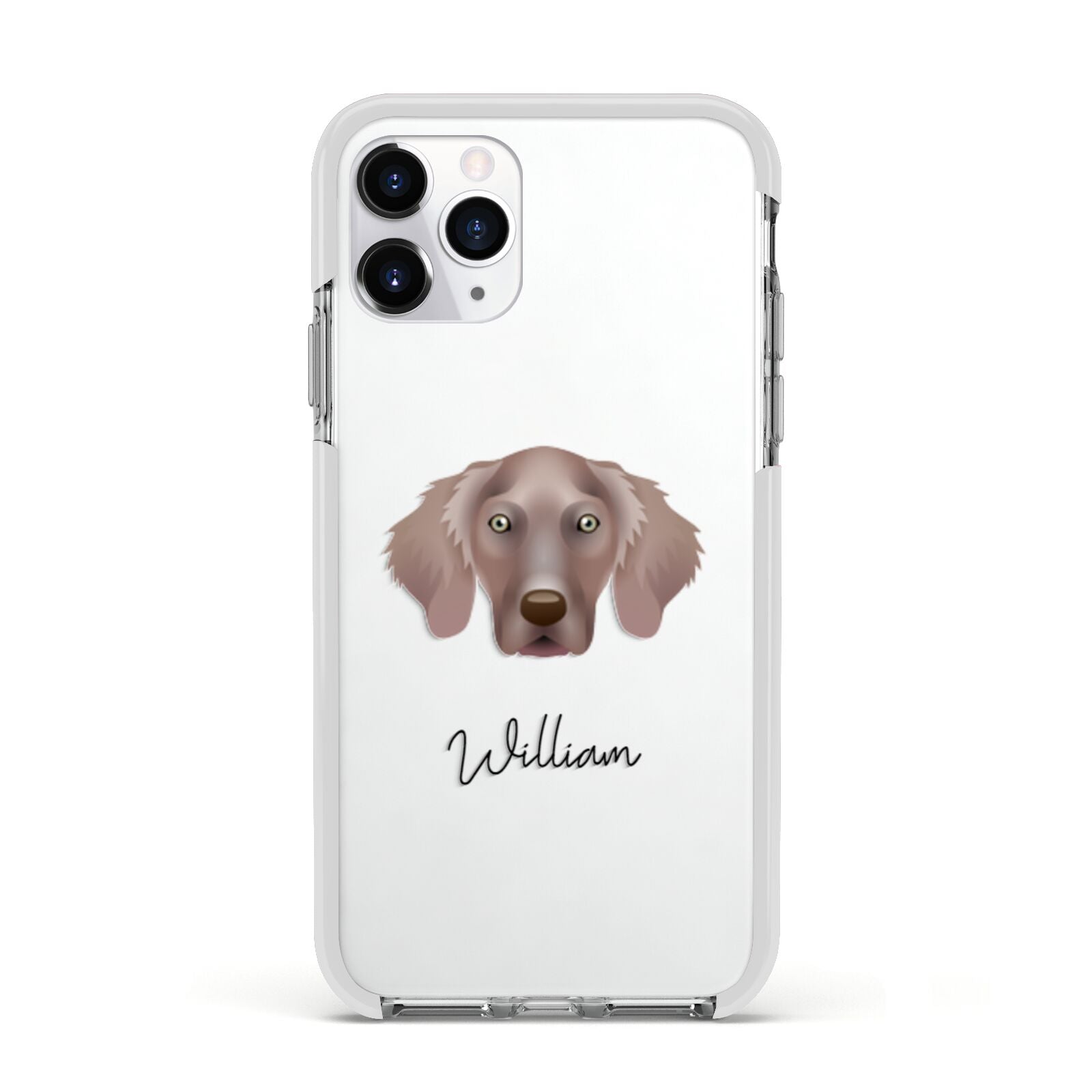 Weimaraner Personalised Apple iPhone 11 Pro in Silver with White Impact Case