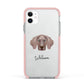 Weimaraner Personalised Apple iPhone 11 in White with Pink Impact Case