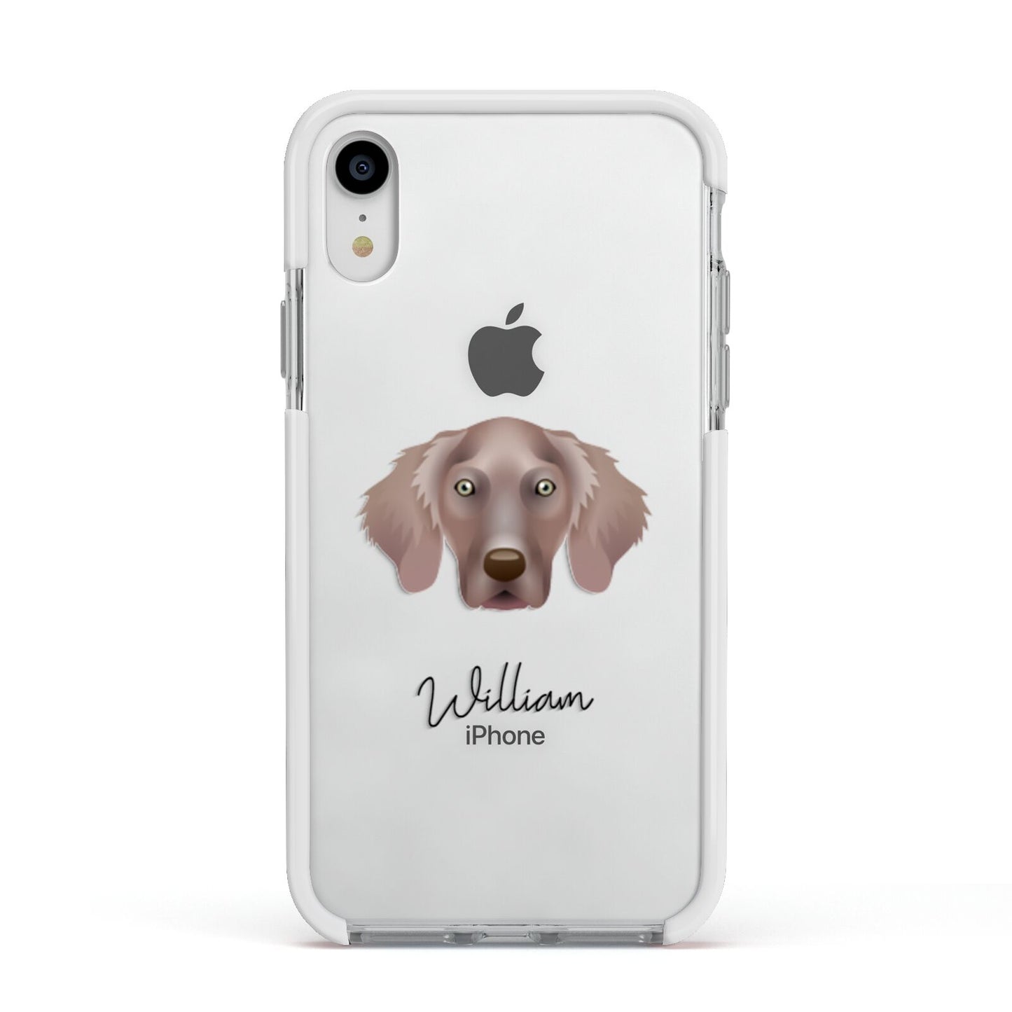 Weimaraner Personalised Apple iPhone XR Impact Case White Edge on Silver Phone