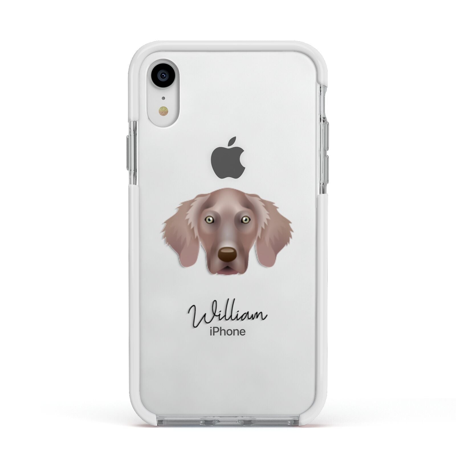 Weimaraner Personalised Apple iPhone XR Impact Case White Edge on Silver Phone