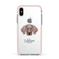 Weimaraner Personalised Apple iPhone Xs Impact Case Pink Edge on Silver Phone