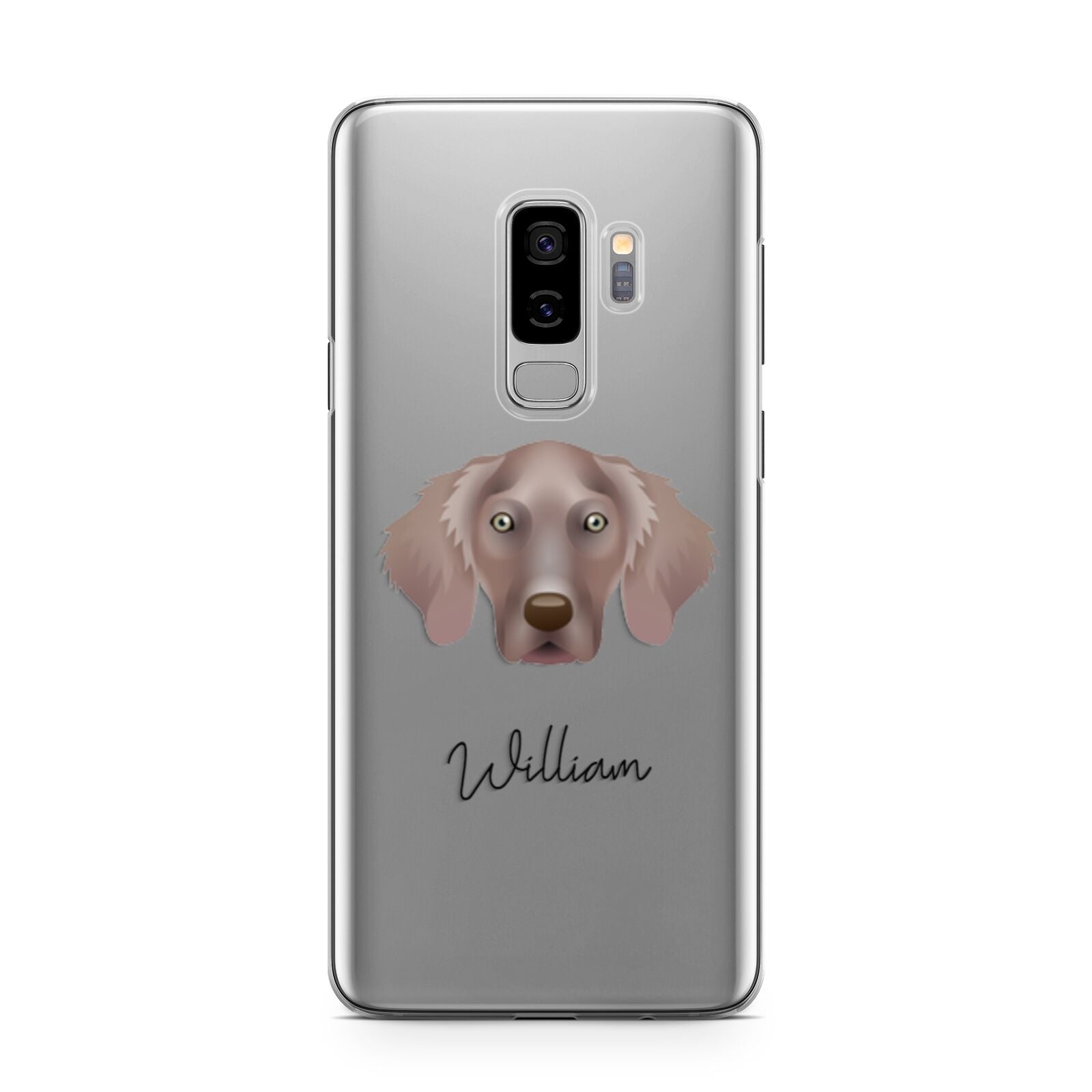 Weimaraner Personalised Samsung Galaxy S9 Plus Case on Silver phone
