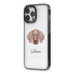Weimaraner Personalised iPhone 13 Pro Max Black Impact Case Side Angle on Silver phone
