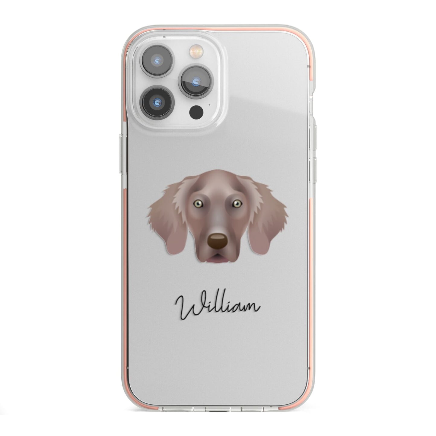 Weimaraner Personalised iPhone 13 Pro Max TPU Impact Case with Pink Edges