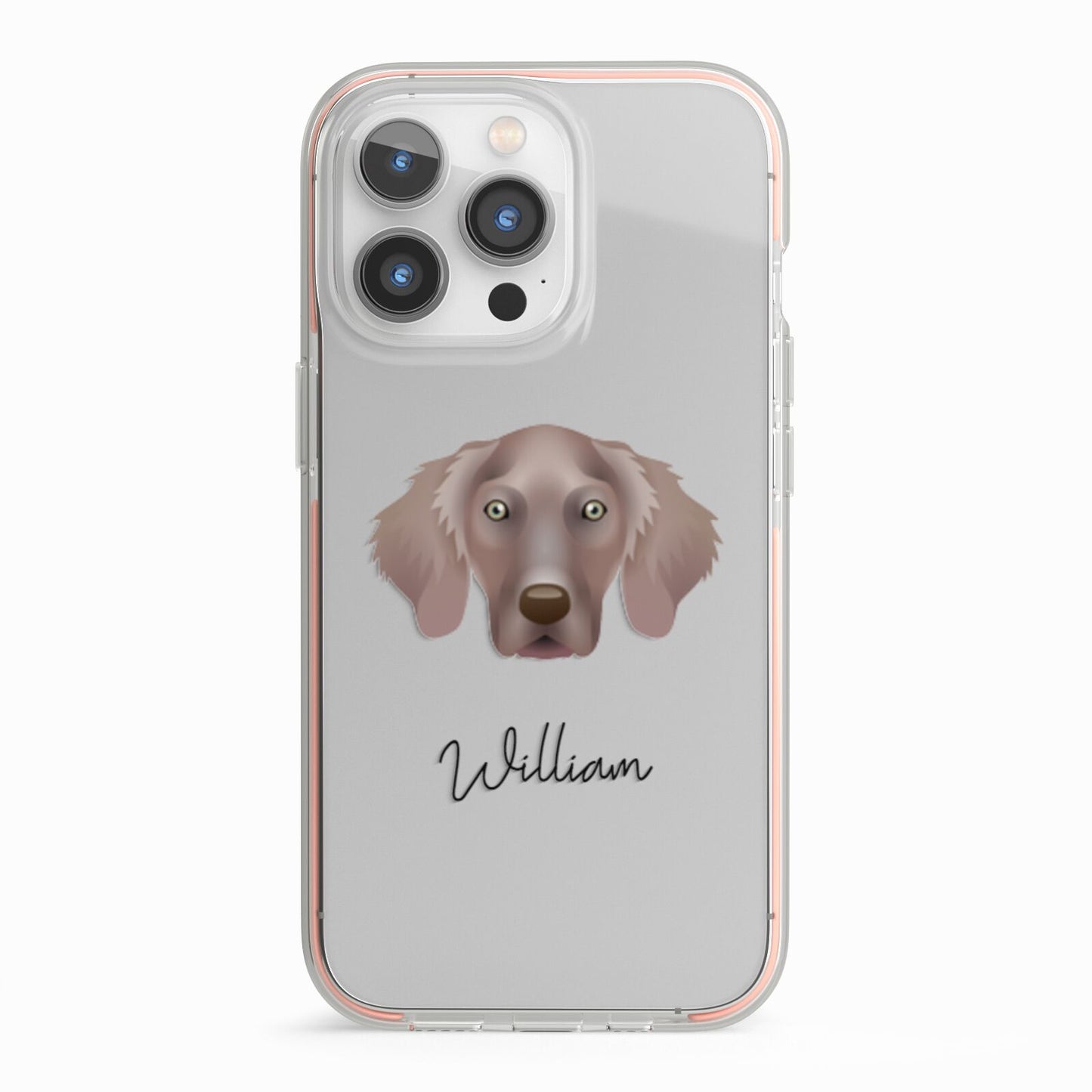 Weimaraner Personalised iPhone 13 Pro TPU Impact Case with Pink Edges