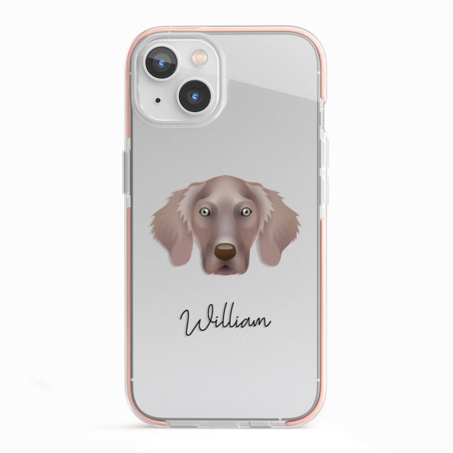 Weimaraner Personalised iPhone 13 TPU Impact Case with Pink Edges