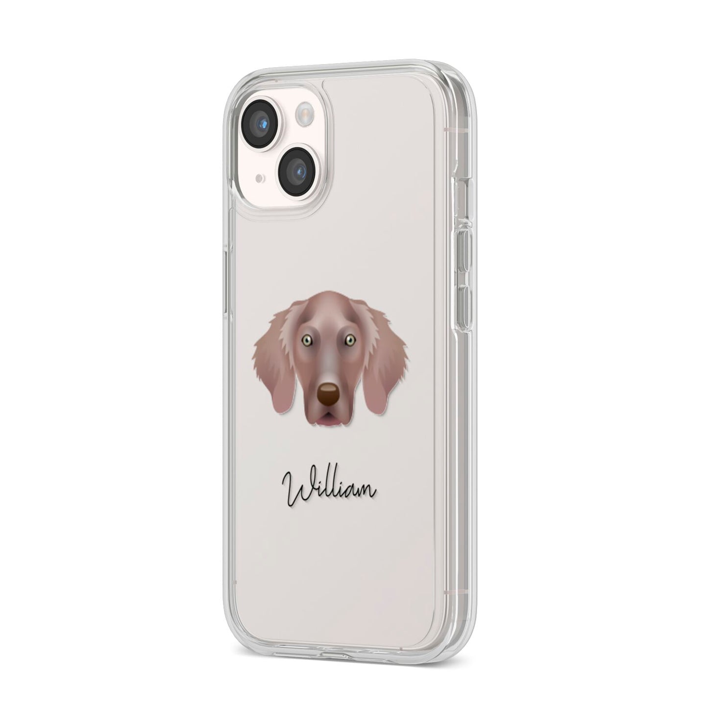 Weimaraner Personalised iPhone 14 Clear Tough Case Starlight Angled Image