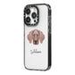 Weimaraner Personalised iPhone 14 Pro Black Impact Case Side Angle on Silver phone