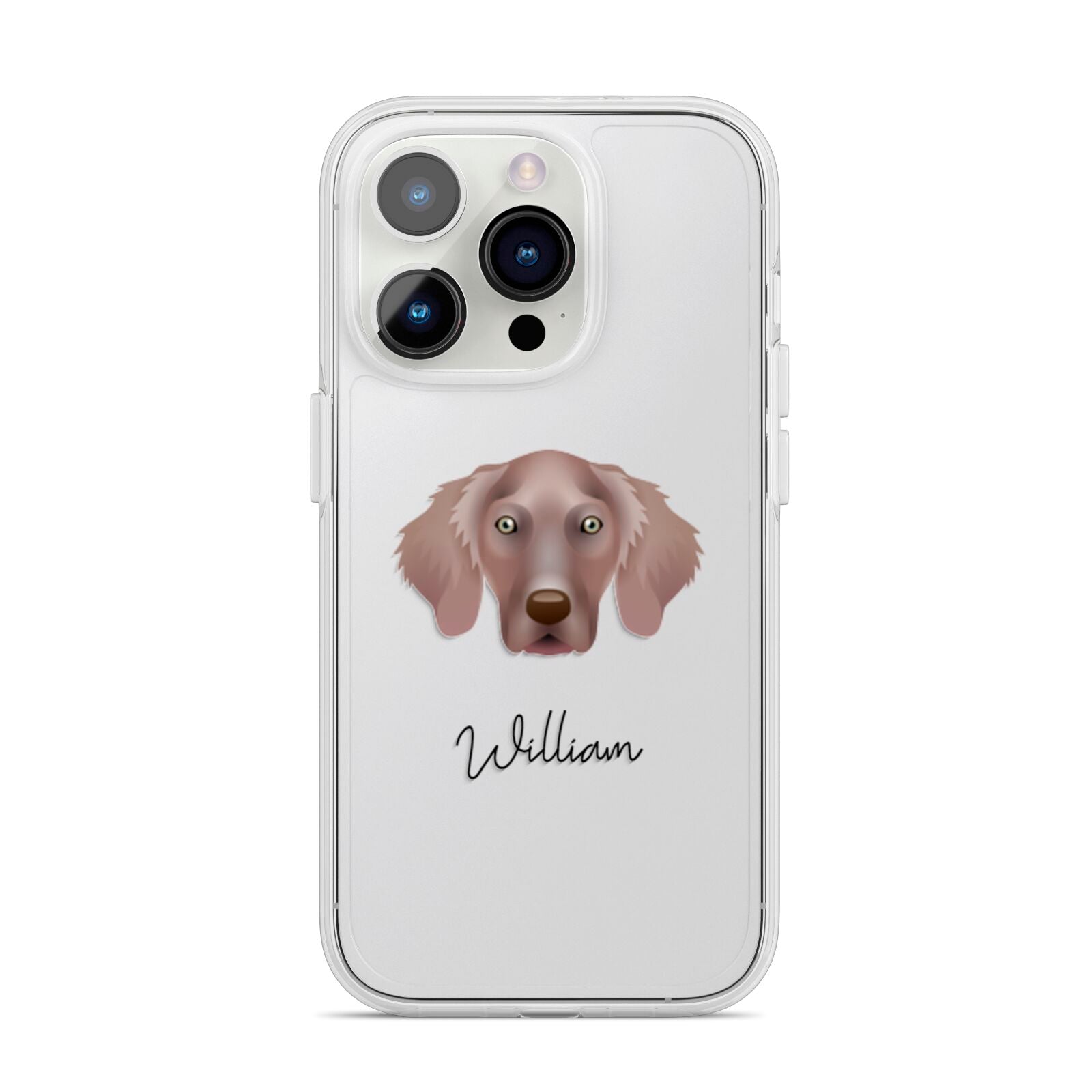 Weimaraner Personalised iPhone 14 Pro Clear Tough Case Silver
