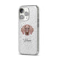 Weimaraner Personalised iPhone 14 Pro Glitter Tough Case Silver Angled Image