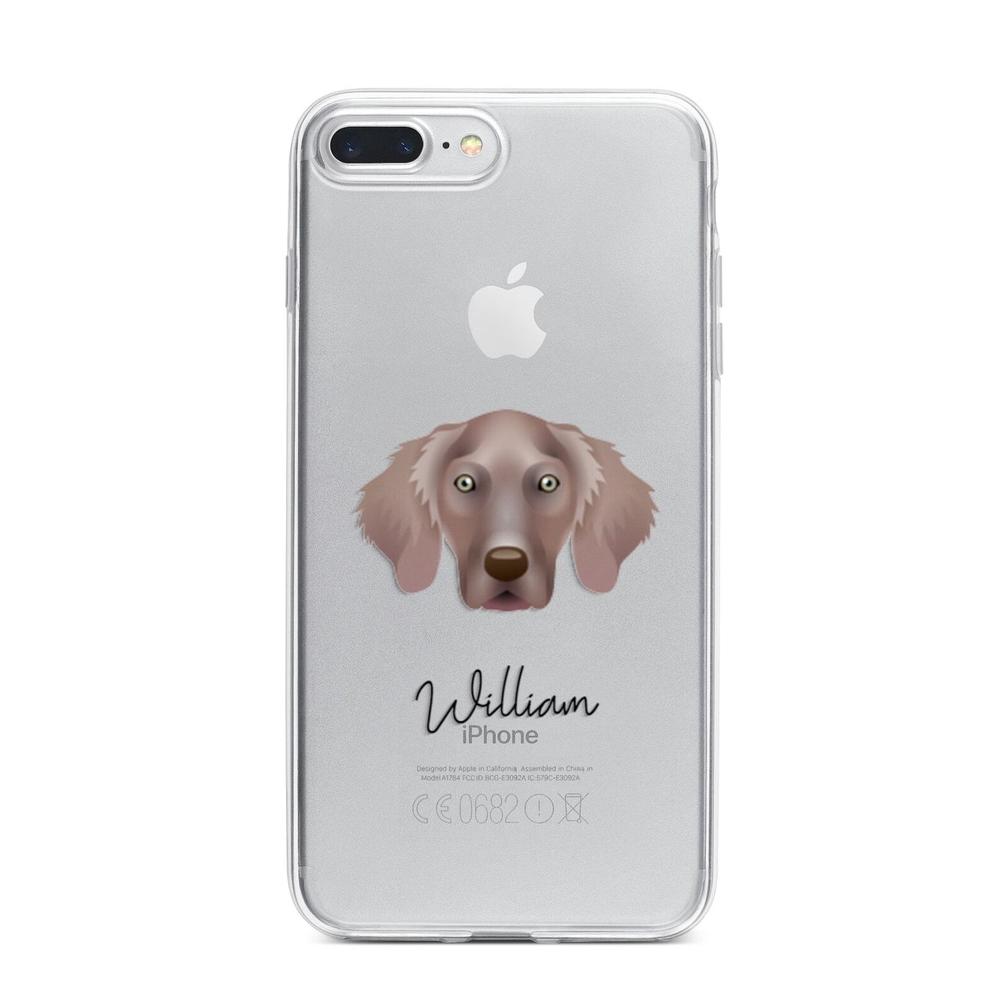 Weimaraner Personalised iPhone 7 Plus Bumper Case on Silver iPhone