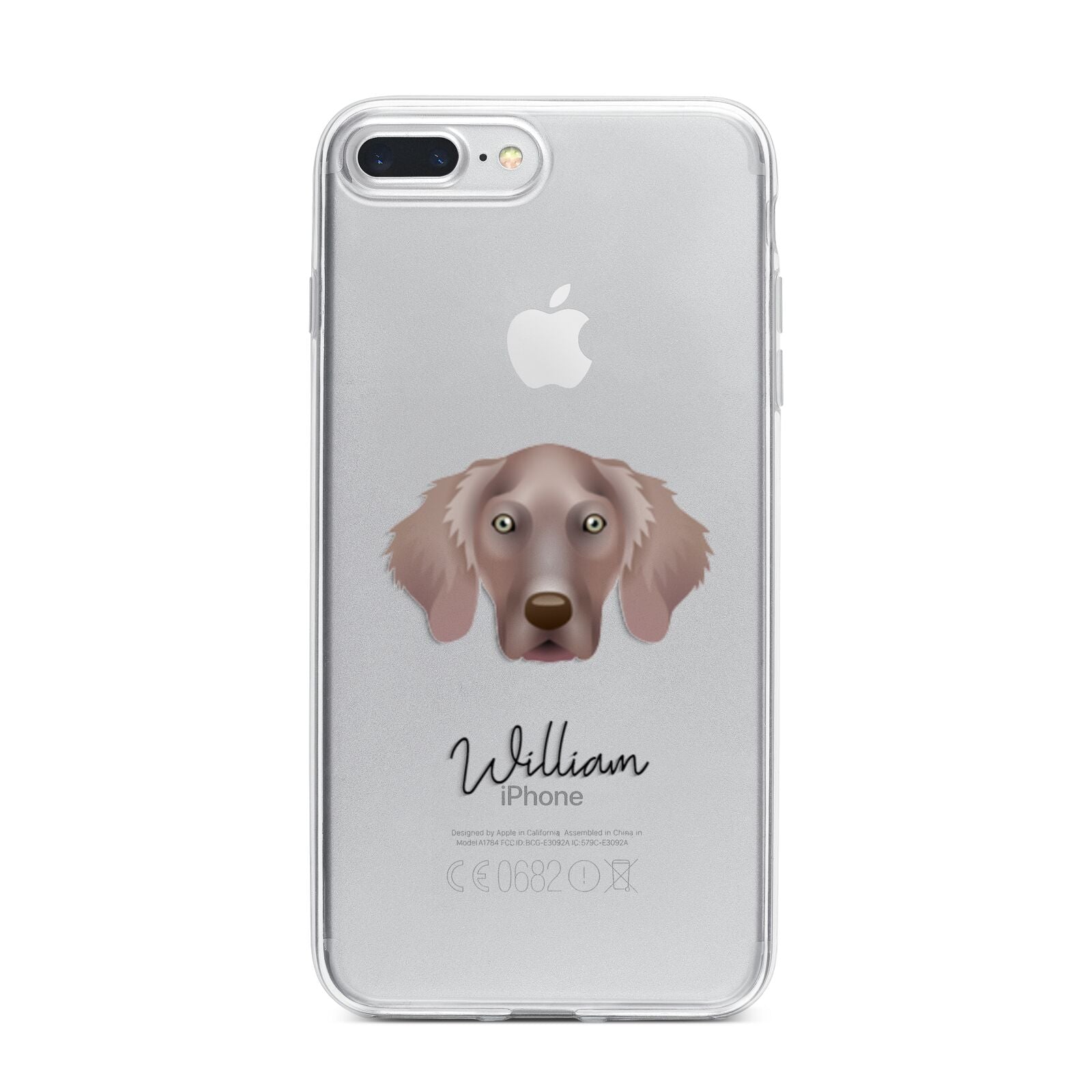 Weimaraner Personalised iPhone 7 Plus Bumper Case on Silver iPhone