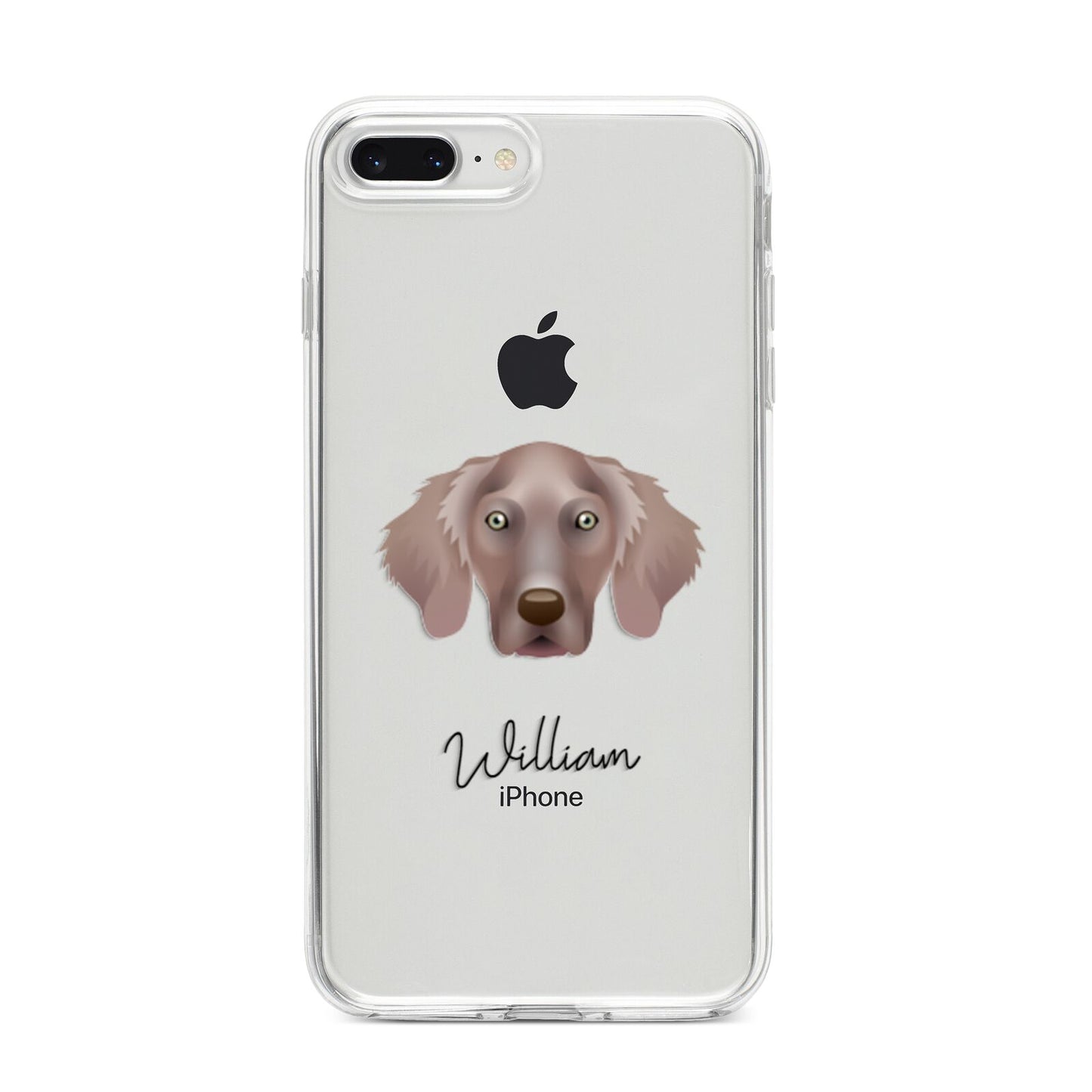 Weimaraner Personalised iPhone 8 Plus Bumper Case on Silver iPhone