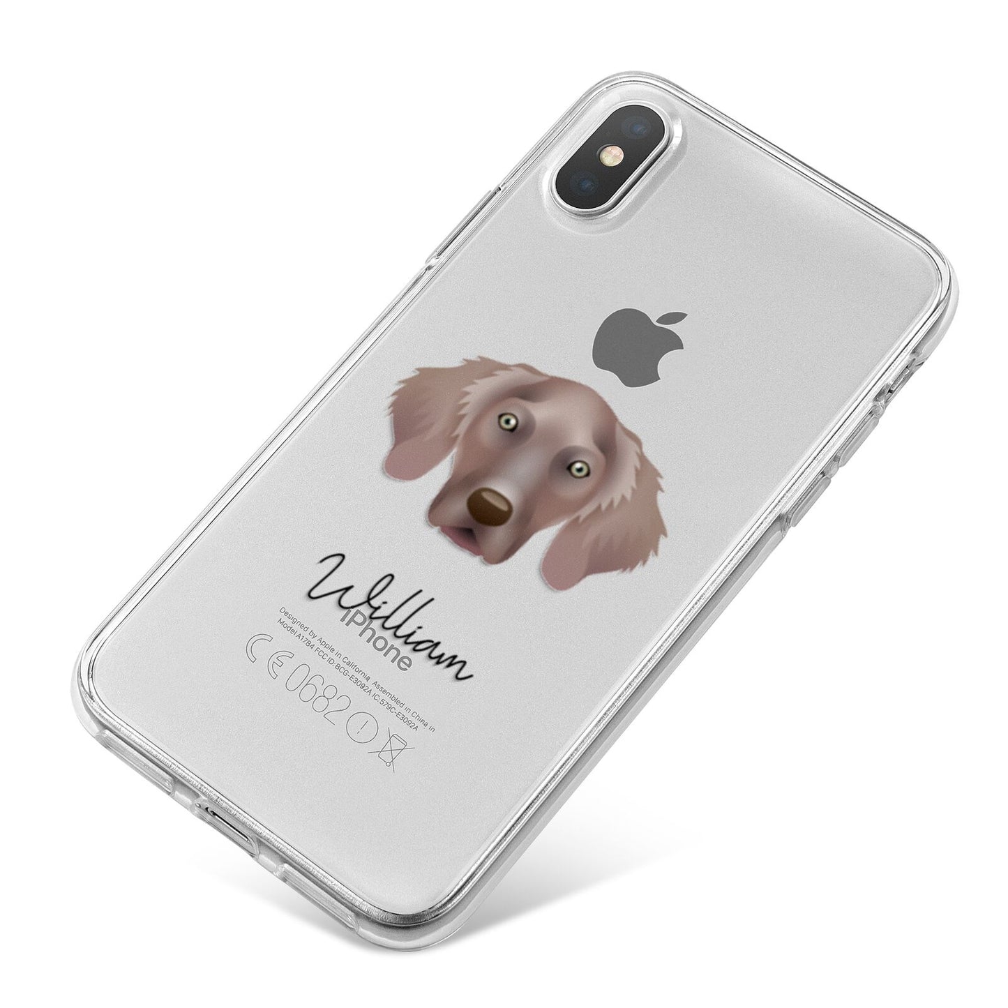 Weimaraner Personalised iPhone X Bumper Case on Silver iPhone