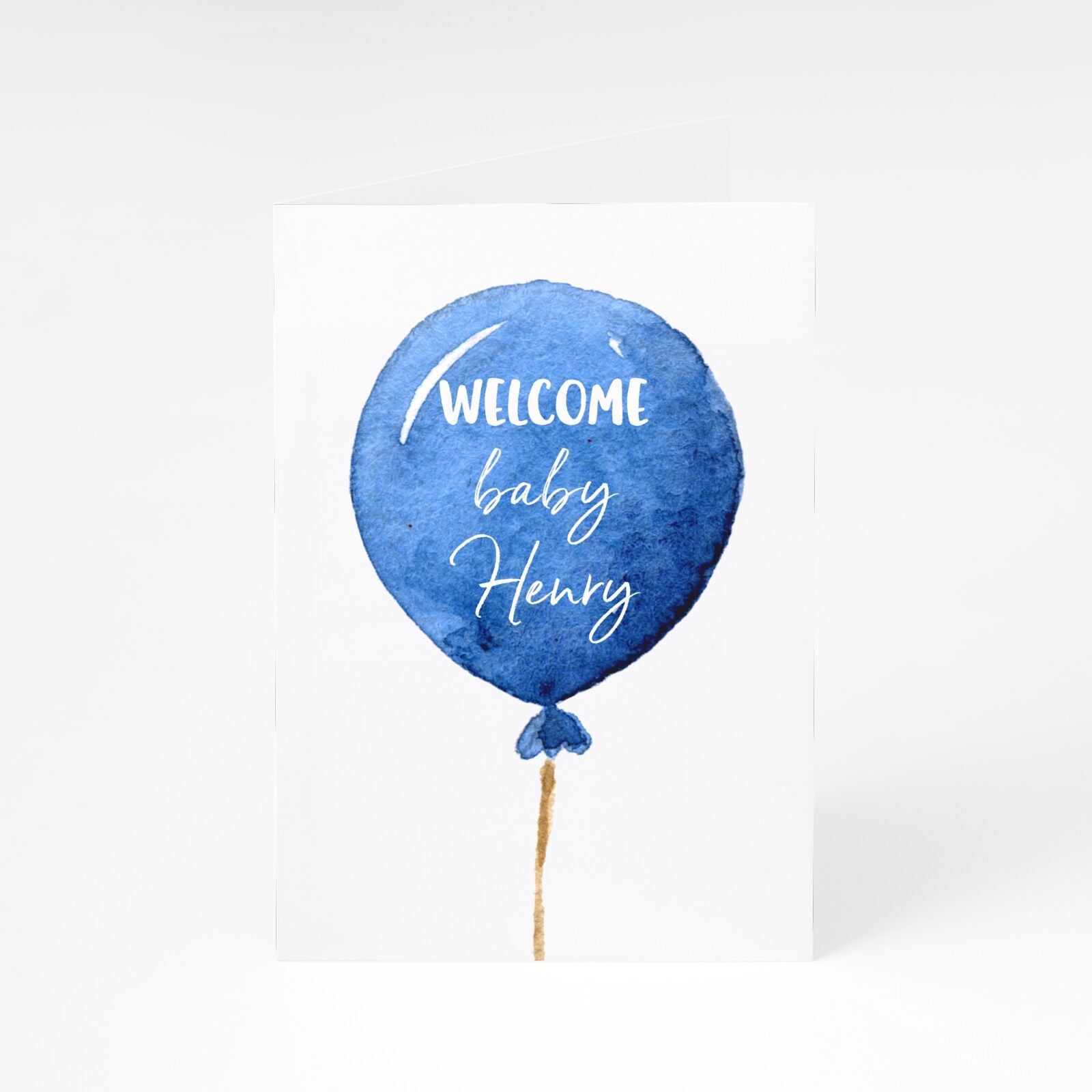 Welcome Baby Boy Balloon A5 Greetings Card