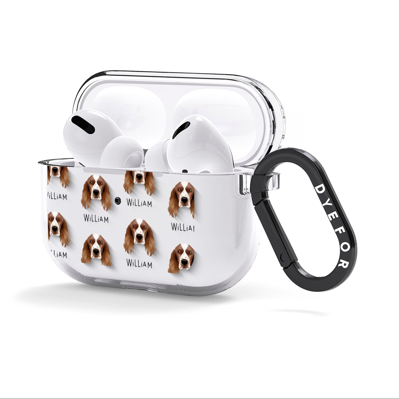 Welsh Springer Spaniel Icon with Name AirPods Clear Case 3rd Gen Side Image